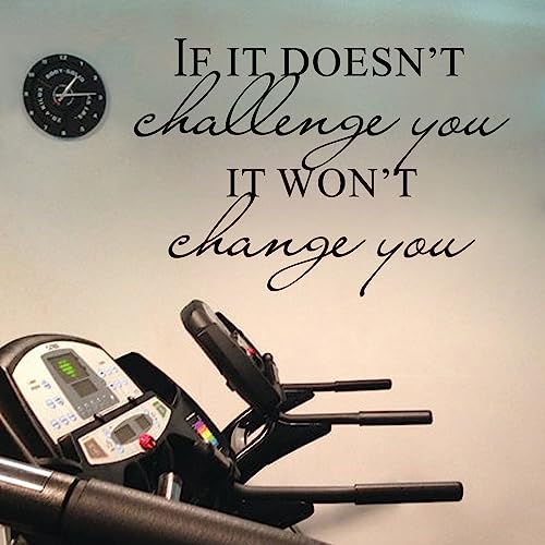 Battoo Fitness Wall Decal- If It Doesn't Challenge You. It Won't Change You.- Classroom Wall Decor- Inspirational Quote Wall Decal Sticker(Black, 22" Wx15 H) #TOP27