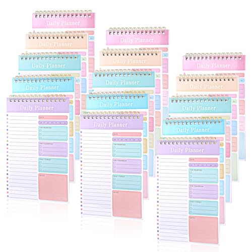15 Pcs To Do List Notepad, 7.9 x 5 Inch Daily Planner Notebook Undated Spiral Checklist for Office Work Planning Organization, Multicolor