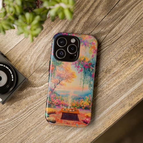 Coque iPhone 16 Pro rigide florale antichoc coque résistante et brillante multicolore