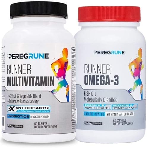Runner - Paquete multivitamínico y Omega 3 (suministro de 1 mes) | Antioxidantes para la salud y la recuperación | Complejo de vitamina B para