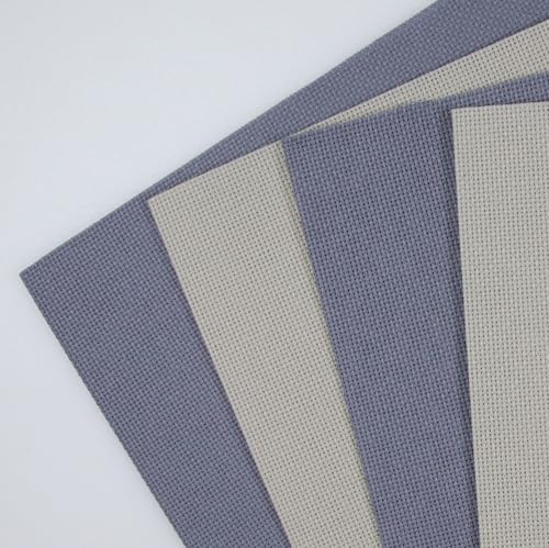 Image of KCS 4 /6 pc of 12 inch x 18 inch(30cmx45cm) 18CT Counted Cotton Aida Cloth Cross Stitch Fabric (4 pc, Pearl Grey+Light Steel Grey)