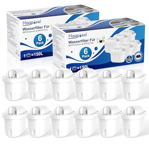 Wasserfilter Kartusche für BRITA Filter 12er-Pack Passend für Alle BRITA Wasserfilter-Kannen Extra Kalkschutz Reiner Wassergeschmack filtert PFAS Chlor Kalk Metalle Ultimativer Geräteschutz