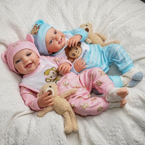 Muñecos Reborn Bebés Gemelos 20 Pulgadas Realistas miniatura 4