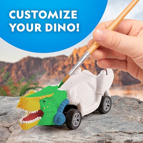 Blue Marble National Geographic Pull Back Dinosaur Race Cars Craft Kit - Paint 3 Racecars With 6 Colors, Kids Painting Kit, Arts & Crafts for Kids - Image 3