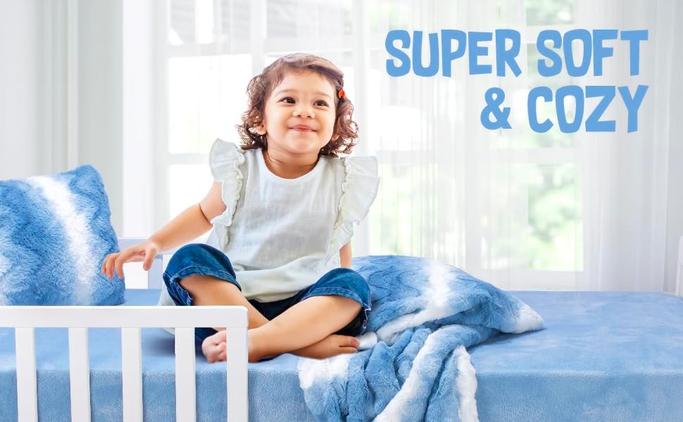 Miniatura 6 de Manta de felpa para bebé, juego de edredón para niñas y niños, ultra suave, cálida y acogedora de piel sintética, bebé, bebé, recién nacido, juego