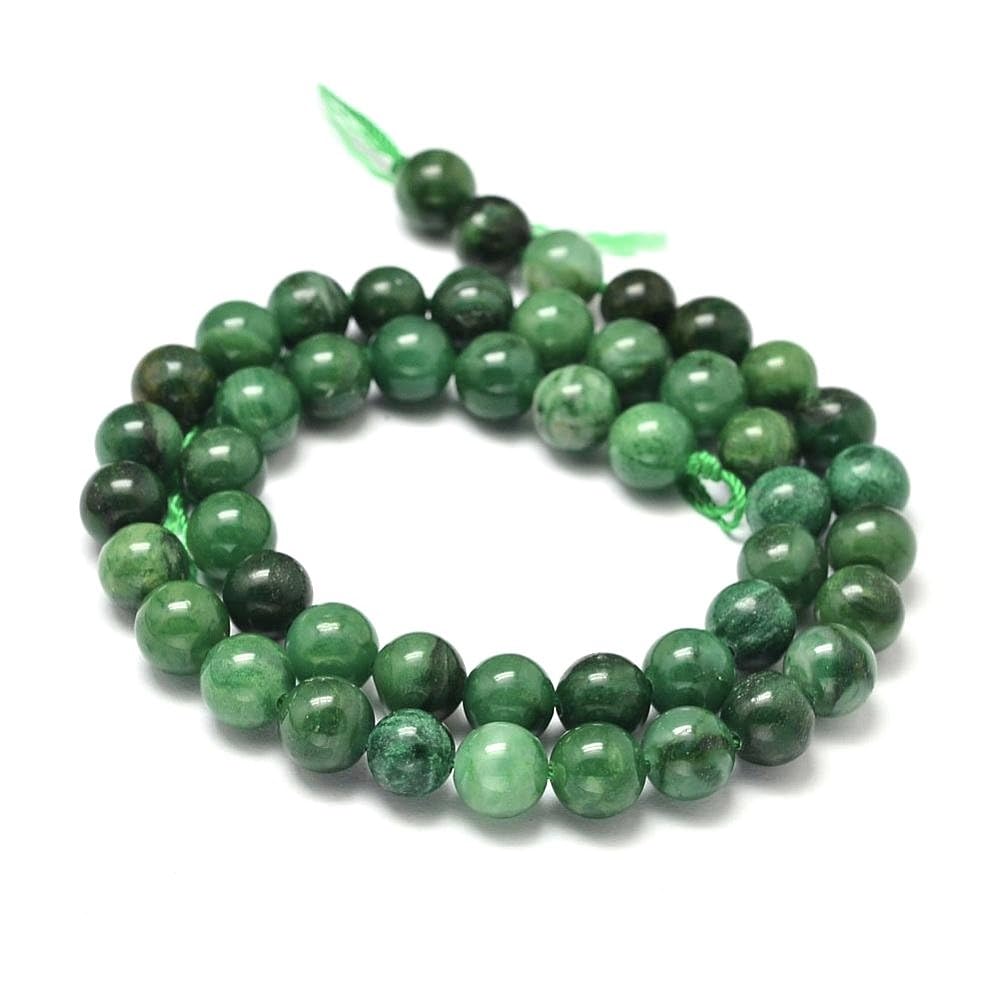 Charming Beads Green African Jade Beads Plain Round 8Mm Strand Of 40+