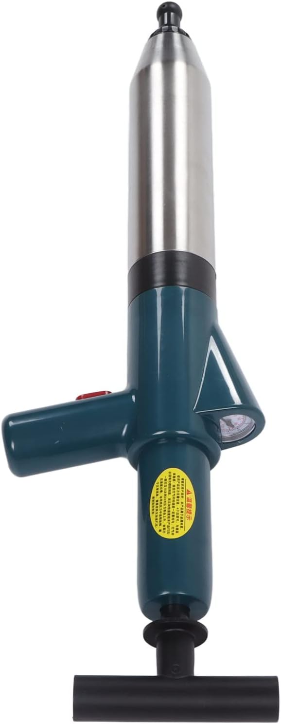 Eujgoov High Pressure Drain Air Drain Unblocker, High Pressure Plunger, Stainless Steel Pipe Unclogging Tool with Non Slip Handle, Upward Air Indicator