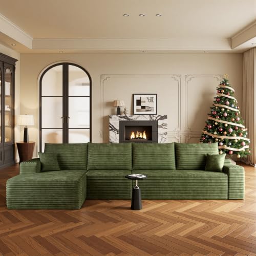 Image of Boneless Couch, Modular Sectional Couches for Living Room, U-Shaped Cloud Couch Sofa with Deep Seat, Fluffy Corduroy Upholstered Corner Sofa