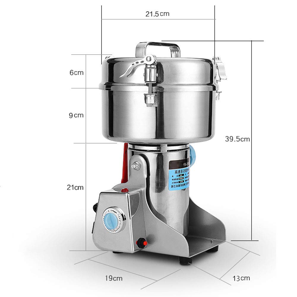 2000G Máquina de molienda de maíz Molinillos de café eléctricos Tipo oscilante de acero inoxidable Molino de alta velocidad Molino de semillas de grano Nuez de frijol Especias Hierba Pimienta Cereal T