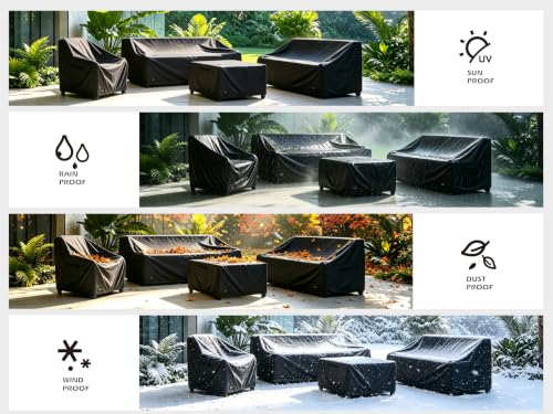 JinHrtoyi 3-Seater Outdoor Couch Cover, 79Wx38Dx35H inches Outdoor Furniture Covers Waterproof,100% Waterproof Heavy Duty Patio Furniture Covers,Black Minimalism Style Outdoor Sofa Cover by Jin Hrtoyi - Used condition - Image 5