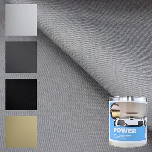 TENDAGGIMANIA Tessuto Cielo Auto Kit + Colla Spray/Pennello Alte Temperature - Modello Nido d'Ape Colore Grigio 1410 - Misure L.2,5 MT X H.1,5 MT Ripara Tetto Auto Scollato