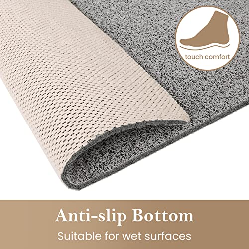 Shower Mat Bathtub Mat Non-Slip,24X16 Inch, Soft Tub Mat With Drain,Pvc Loofah Bath Mat (Phthalate Free) For Tub And Bathroom,Quick Drying,Grey #TOP3