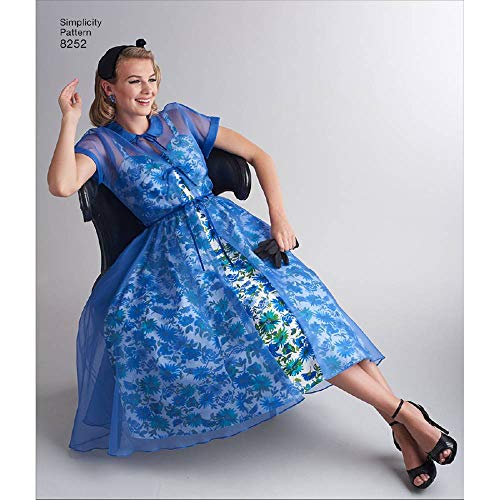 Simplicity 8252 1950's Vintage Redingote and Party Dress Sewing Pattern, Sizes 12-20