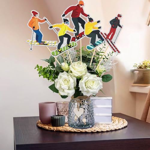 Image of Set of 15,Skier Theme Centerpiece Sticks,Ski Lovers, Ski Sport Birthday Party Table Toppers,Winter Sports Theme Party Decoration Supplies