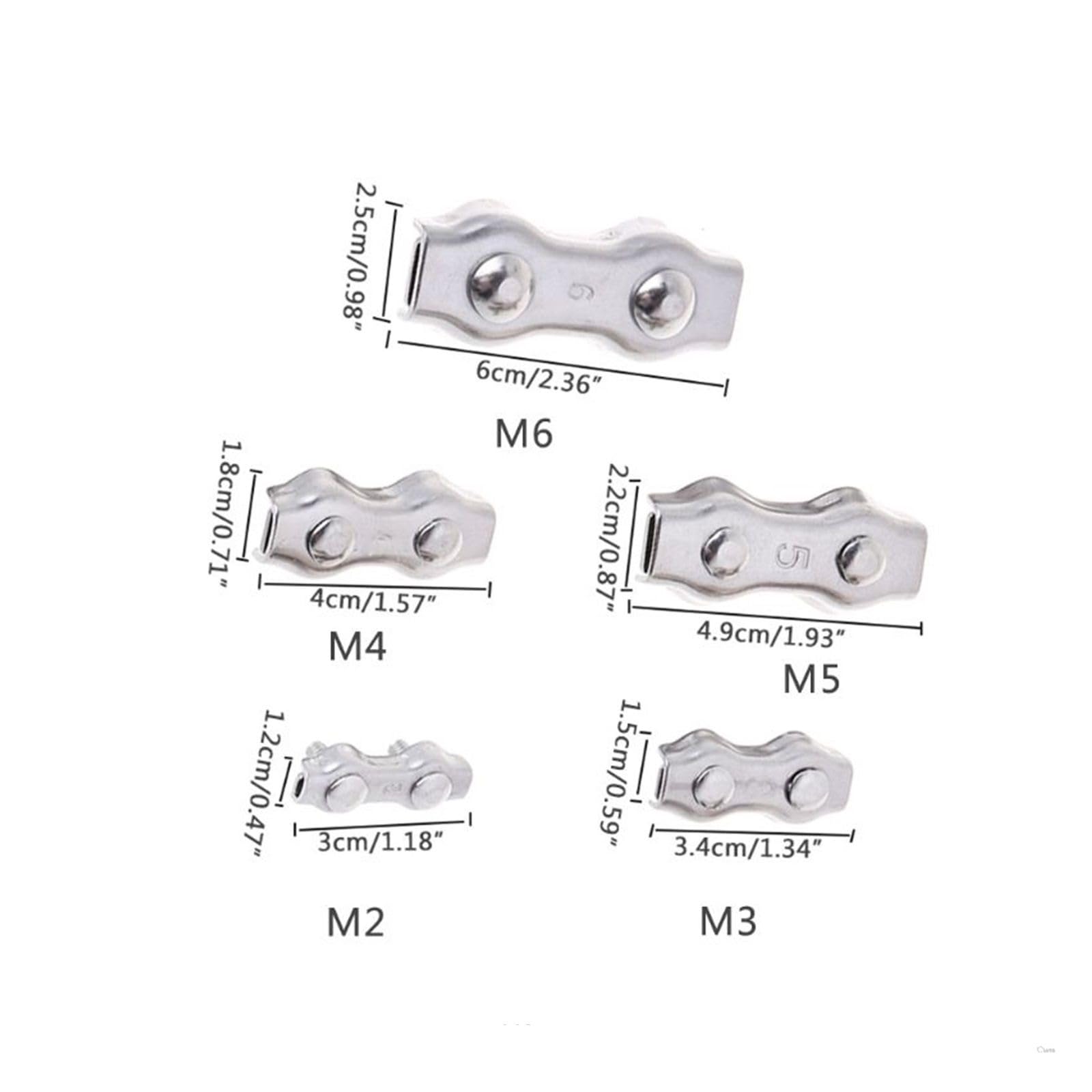 Clip di corda a filo pesante in acciaio inossidabi Morsetti for fune metallica in acciaio inossidabile con doppia impugnatura Morsetti for cavi for fili(2mm)