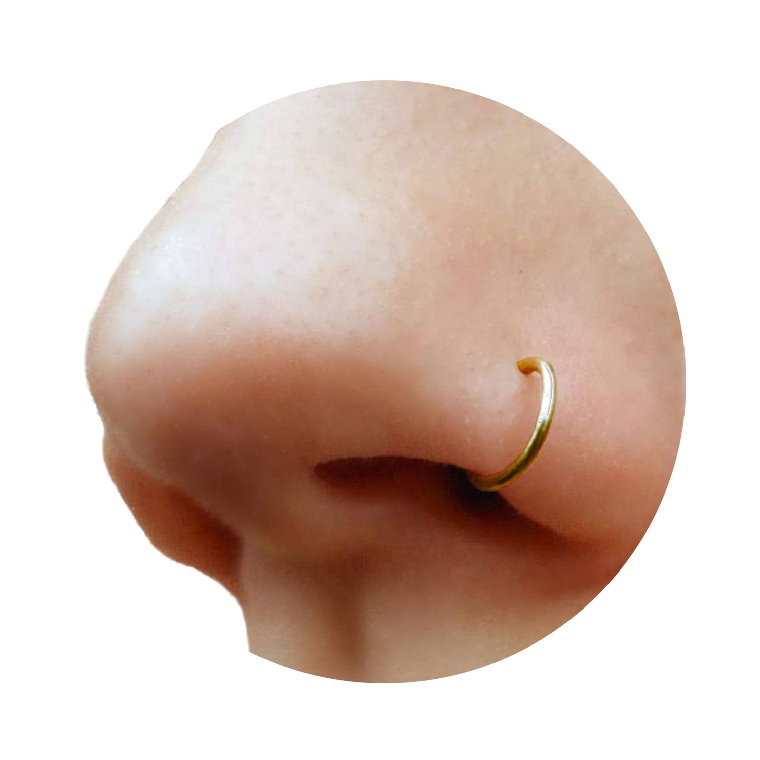 Fake Clip On Nose Ring 20g - Tiny Faux Piercing Hoop - No Piercing Needed (14 Gold Filled) (14 Gold Filled) Thumbnail