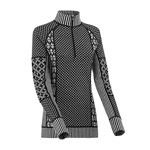 Kari Traa Women's Smekker Half-Zip Baselayer Top - Premium 100% Merino Wool Fitted Long Sleeve Shirt, Black, Large