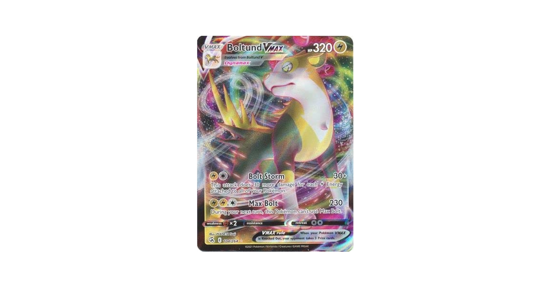 ポケモンカード　ポケモンカード英語　Boltund Vmax カード Boltund VMAX (Secret) 267/264 Swsh08: Fusion Strike Holo for