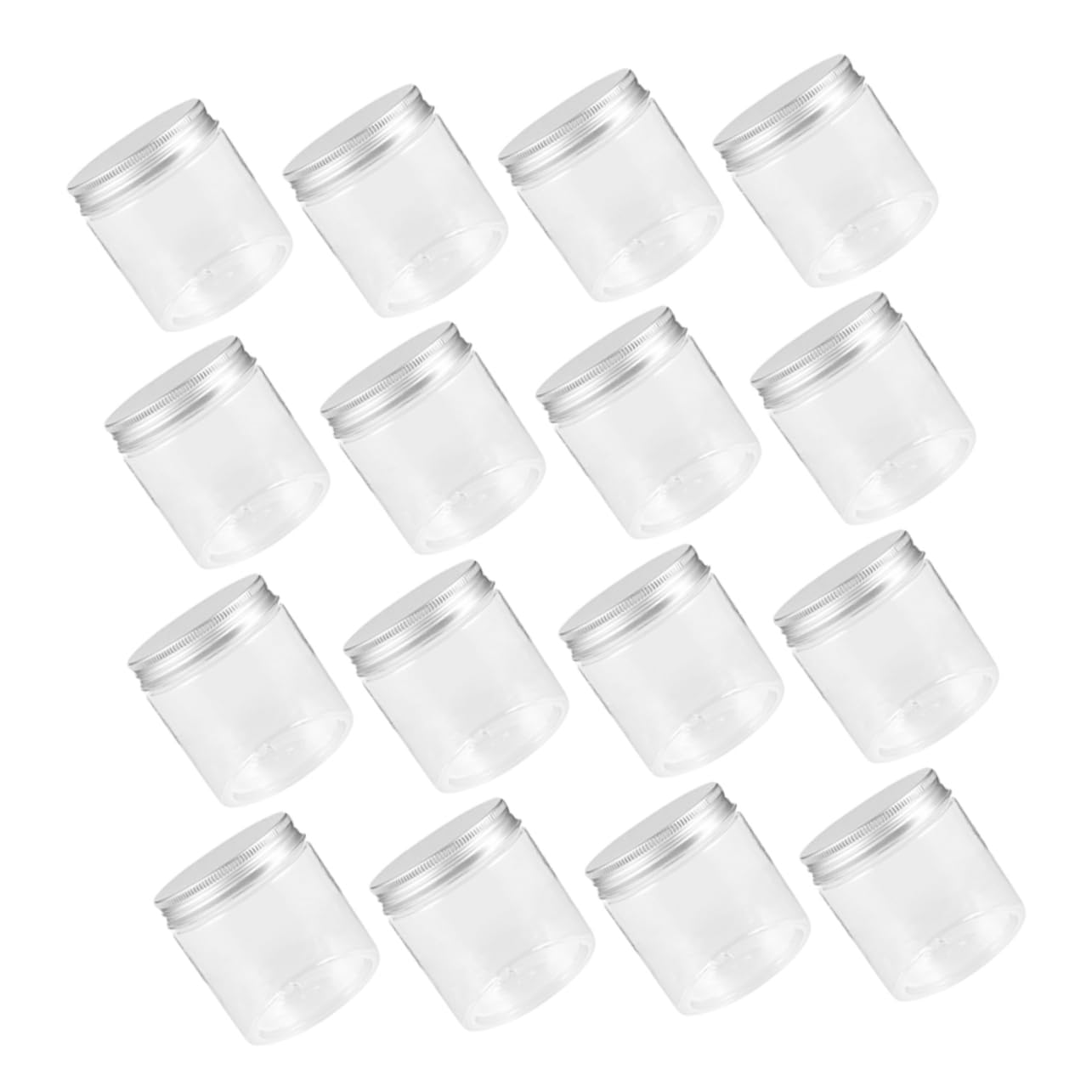 Bocaux en Pet Transparents avec Couvercle Aluminium 250ml, Lot de 20