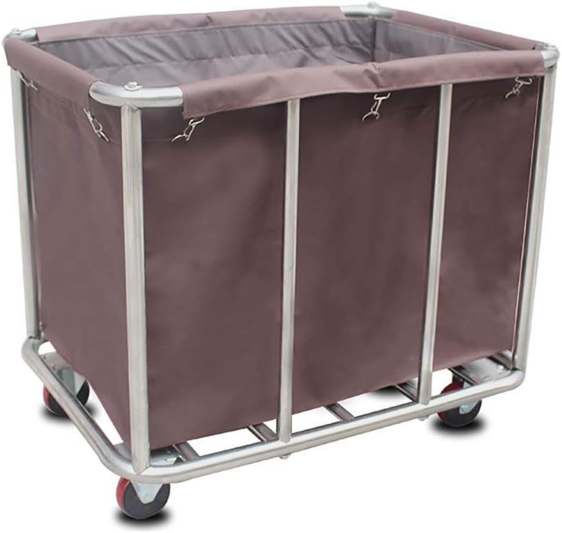 Mobile Linen Cart for Hotel/Lobby - Movable Trolleys, Kitchen Storage Hand Trucks, Detachable Stainless Steel Room Service Car