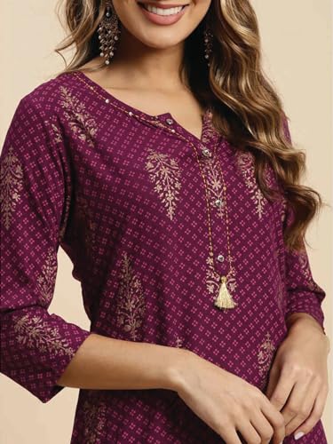 Image of rangita Women's Rayon Regular Fit Straight Kurti | Kurta (Pack of 2)