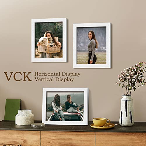 Image of VCK 8x10 Picture Frame Set of 3, White Wood Frames, Gallery Wall Decor Photo Frames for Wall Mounting Horizontally or Vertically