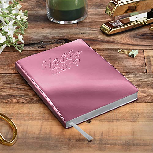 Orange Circle Studio 2019 Medium Leatheresque Weekly Agenda, August 2018 - December 2019, Hello Metallic Pink #TOP2