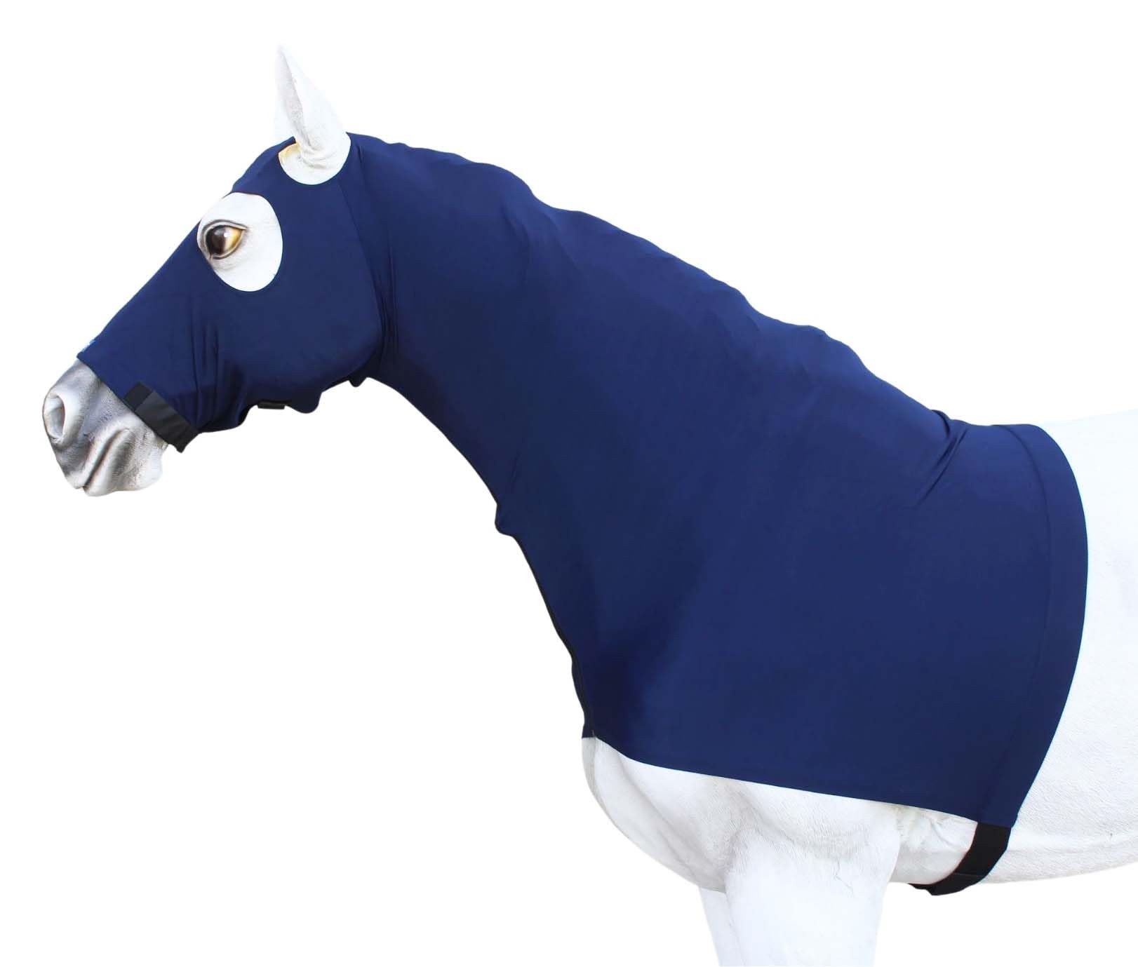 CHALLENGER Large Horse Comfort Stretch Spandex Neck Hood Mane Stay Black
