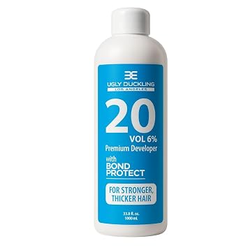 Ugly Duckling Premium Cream Developer with Bond Protect, 20 Vol 6%, Professional Hair Color Lifting, 33.8 oz/1L, Made in Europe