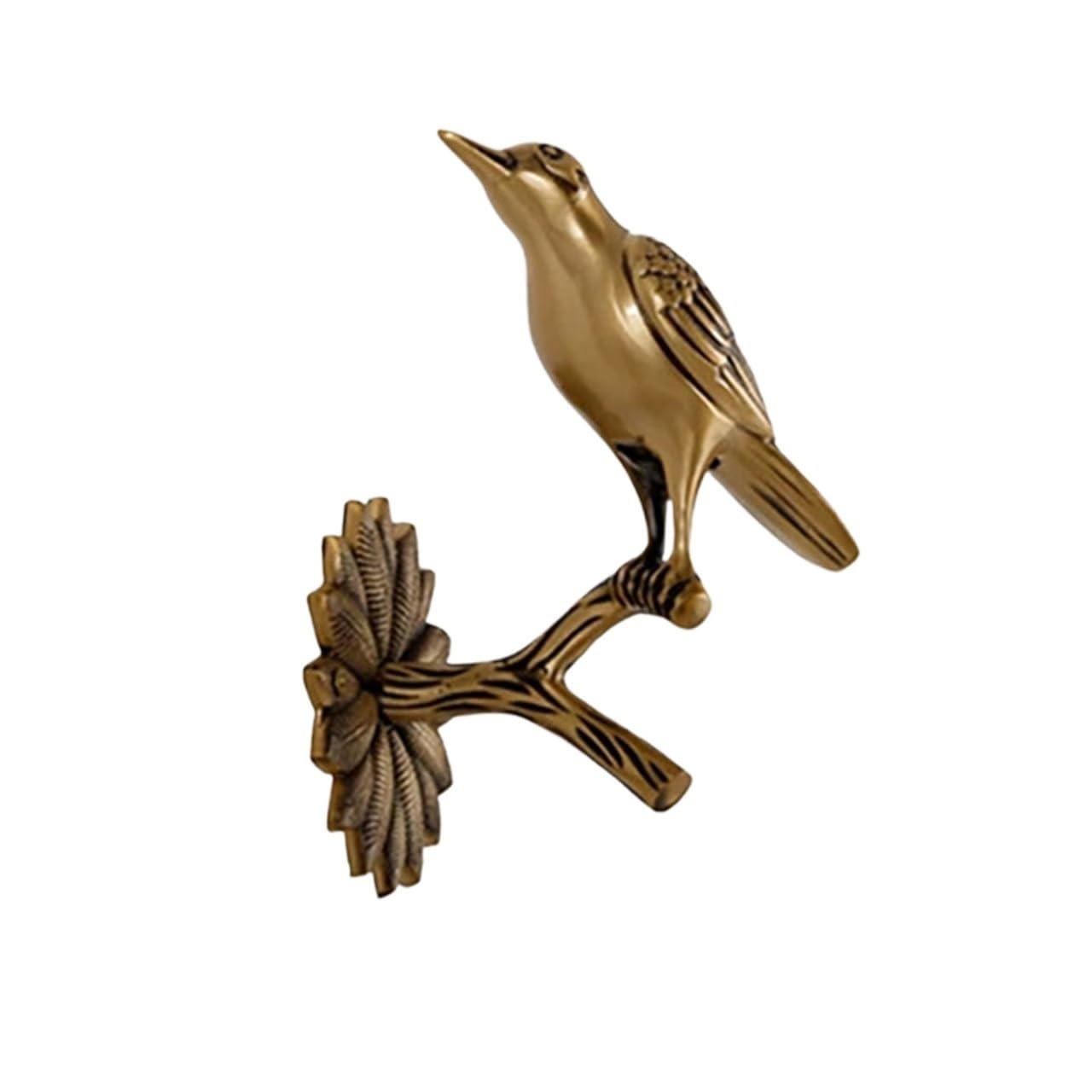 Brass Curtain Tieback Hook Holding Rose Copper Curtain Hooks Golden Brass Wall Hook Holder Coat Towel Rack Tieback Home Room Accessories(Bird-R Matt)