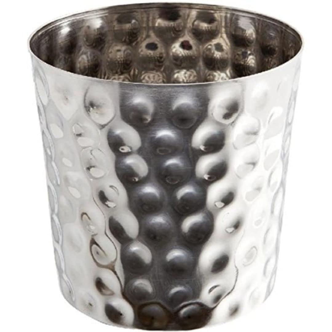 Genware SVH8 Stainless Steel Serving Cup, Hammered, 8.5 cm Height, 8.3 cm Width