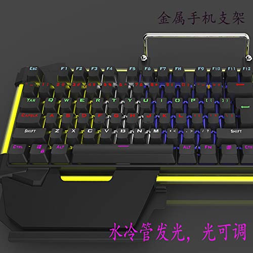 Professional Competitive Machinery Keyboard Internet Cafe Competitive Game Metal Light-emitting Water-cooled Machinery Keyboard Axis (Color : Black)