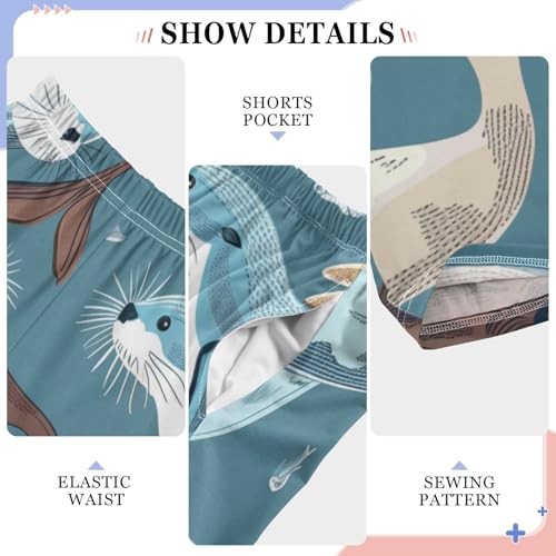 ZZXXB Otter and Fishes Boys Long Pants Soft Trousers Elastic Waist Kids Lounge Bottoms with Pockets S-XL4