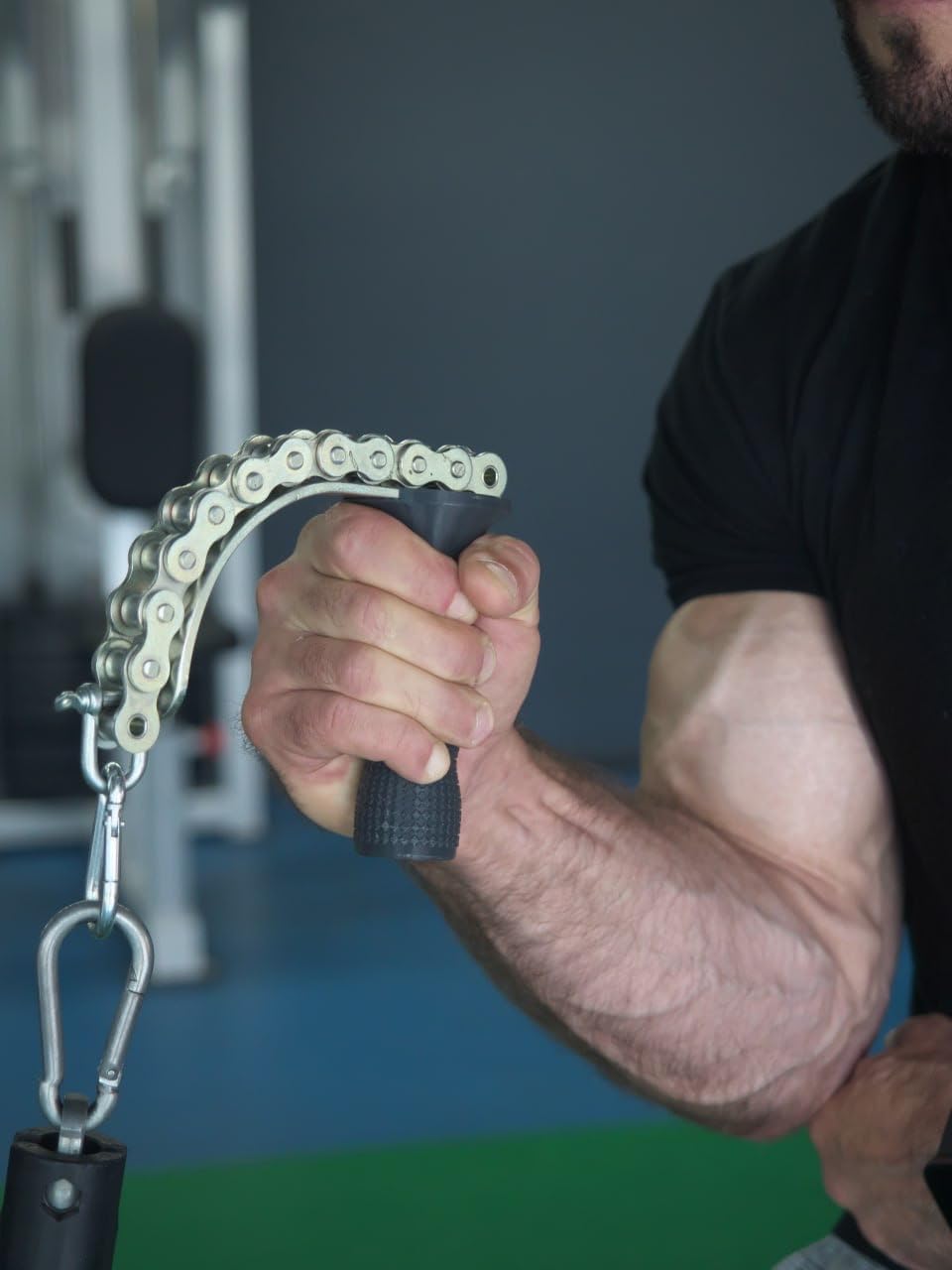 Metal Arm Wrestling Pronator Handle with Heavy-Duty Chain – Grip Strength Trainer for Wrist, Forearm, and Arm Workout, Top-Roll Training Tool for Gym and Home Fitness