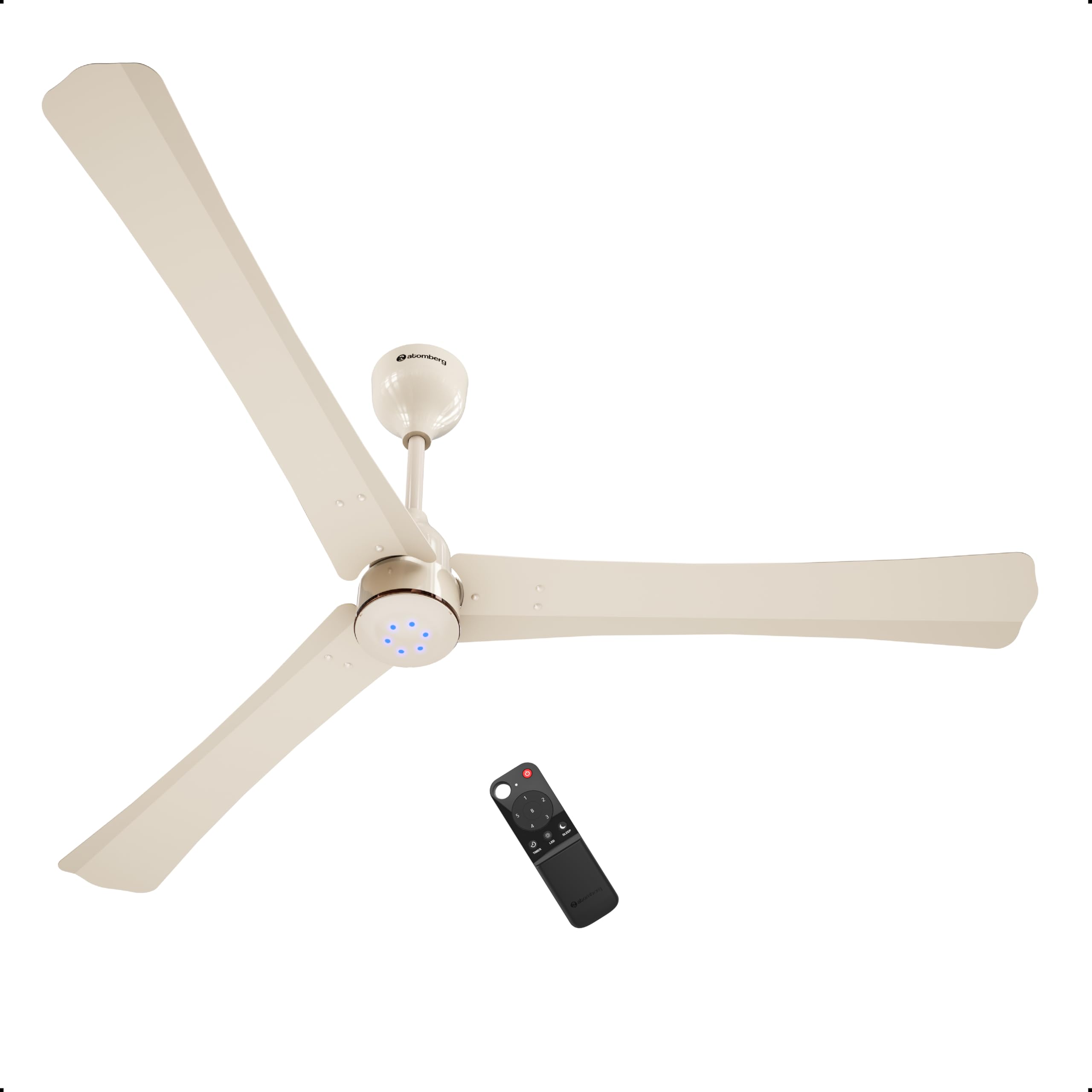 atomberg Renesa Halo Smart 1400mm BLDC Ceiling Fan with IoT & Remote | 5 star | High Air Delivery | Low noise operation | LED Speed Indicator | Sleek Design | 3 Year Warranty - Seasand Ivory