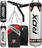 RDX Boxsack Gefüllt 7PC Set, 5ft 4ft Erwachsene Anti Schwerkraft Maya Hide Leder Punchingsäcke mit Boxhandschuhe Wand, Boxen Kampfsport Kickboxen Muay Thai MMA Training Bag, Heim Gym Fitness