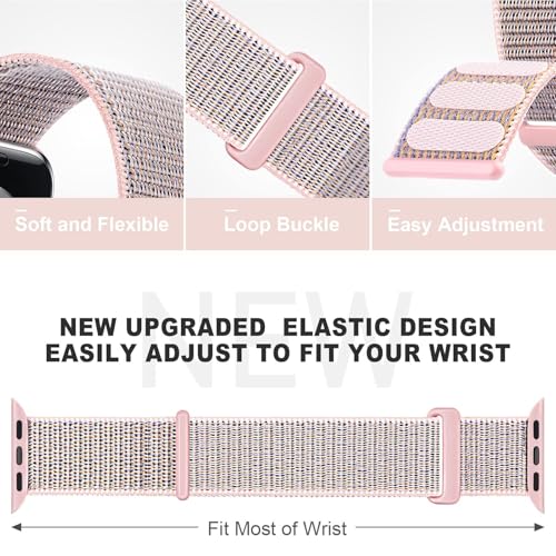 Bracelet Apple Watch 40mm 44mm nylon tressé sport rose iWatch