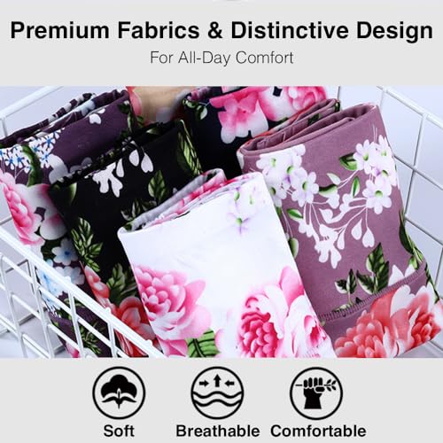 Cherse Women’S Underwear Cotton Panties High Waist Sexy Rose Flower Print 6 Pack Plus Size thumb #1