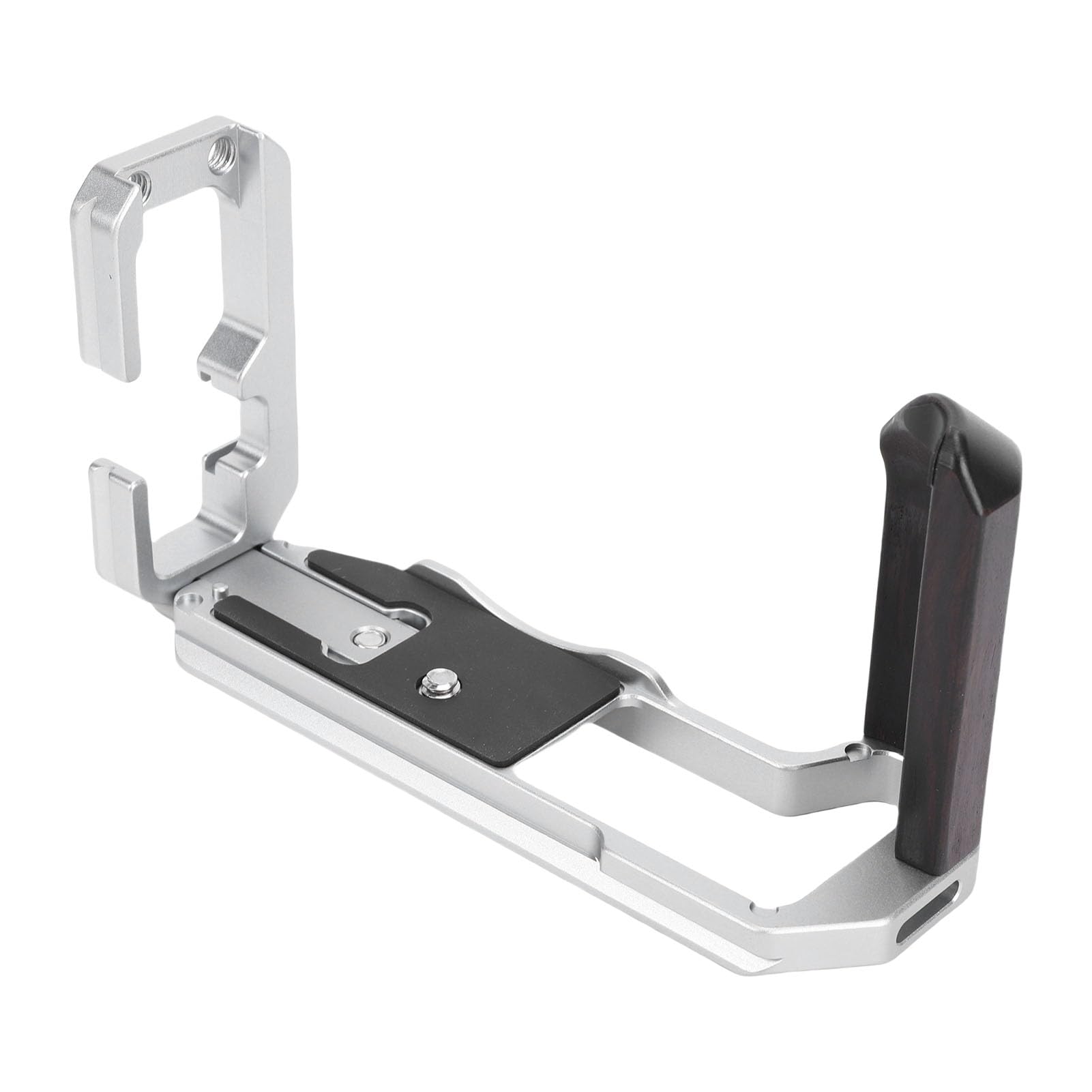 Soporte de placa en L para X-T5, diseño ergonómico ligero para vlogging y fotografía, hecho de aleación de aluminio y palisandro (plata)