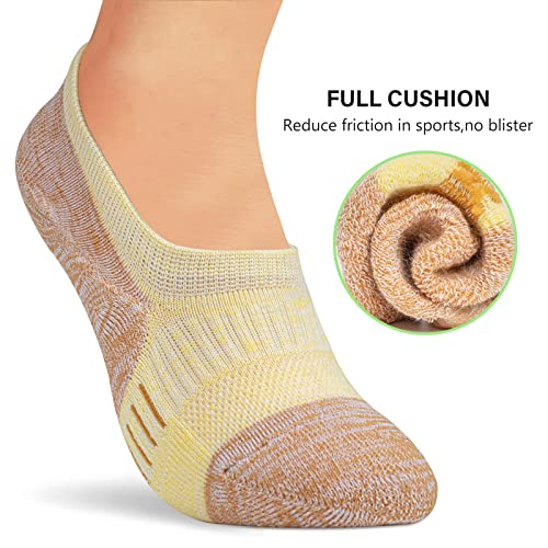 Image of Amutost Womens No Show Socks Anti-Slip Cushioned Breathable 5-10Pairs | Silicone heel grips, Arch compression band, Elastic cuffs, Moisture wicking, Size 6-8 /7-9 /9-11, Reduces blisters