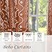 Schweek Terracotta Curtains 84 Inch Length Boho Farmhouse Curtains for Living Room 2 Panels, Linen Semi Sheer Vintage Farmhouse Printed Floral Burnt Orange Rustic Curtain Drapes
