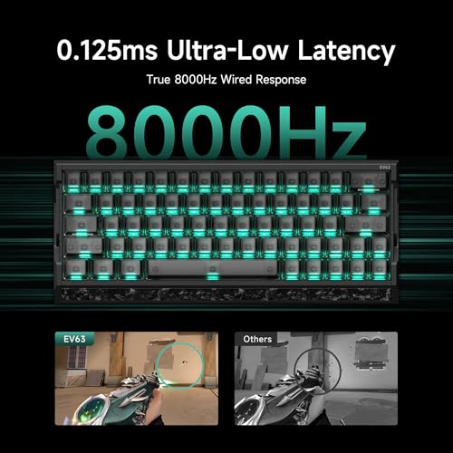 Image of IQUNIX EV63 Hall Effect Gaming Keyboard 60% | Magnetic X Ultra Switch, 0.01mm Rapid Trigger, 0.125ms Latency, 8kHz Polling, Adjustable Actuation, Aluminum with Forged Carbon for FPS(Dark Knight)