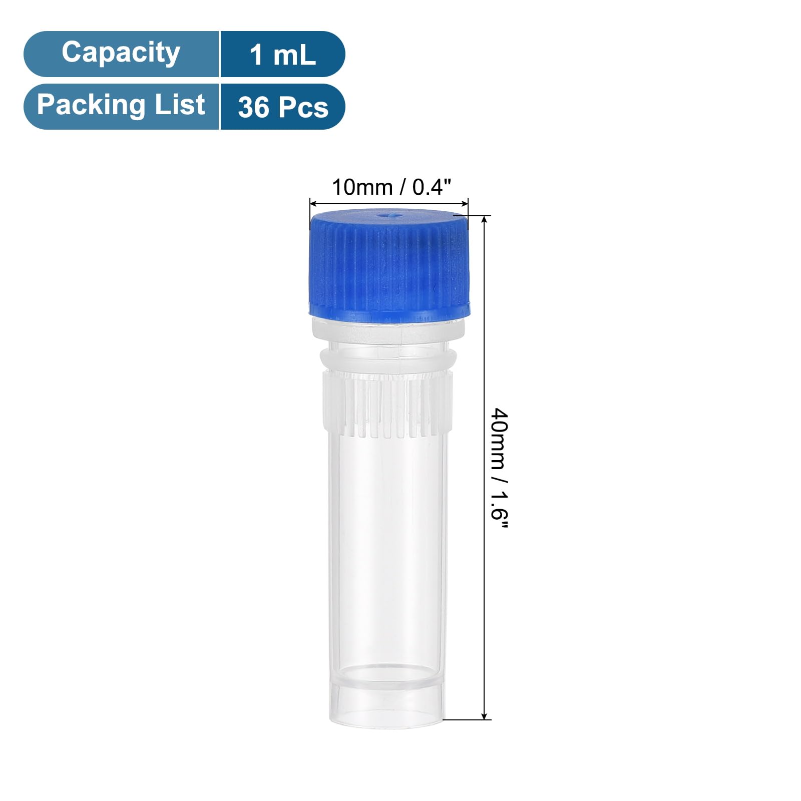 36 Pièces Tubes D'Essai Cryogéniques 1mL - Flacons Plastique Gradués Avec Bouchon Vis, Vert Transparent Pour Laboratoire