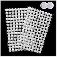 Self Adhesive Dots Sticky Back Hook Loop Dots No Residue Double Sided Sticky Dots for Crafts Plastic Glass Leather Metal Multi Surface (135 Pairs White, 10 mm)