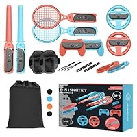 AOLO 20 in 1 Switch 2 Sports Accessories Bundle with Storage Bag for Switch OLED, More Than 12+ Switch Sports Games Experience, Family Accessories Kit with Golf Clubs,Tennis Rackets,Sword Grips