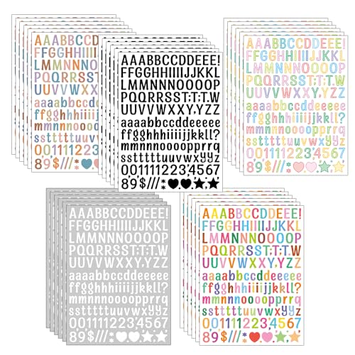 ONEBO 30 Feuilles Alphabet Number Stickers,Autocollants d’Alphabet,pour Scrapbooking Cadeau Enseignement Bricolage Décorations de Chapeau de Graduation(5...