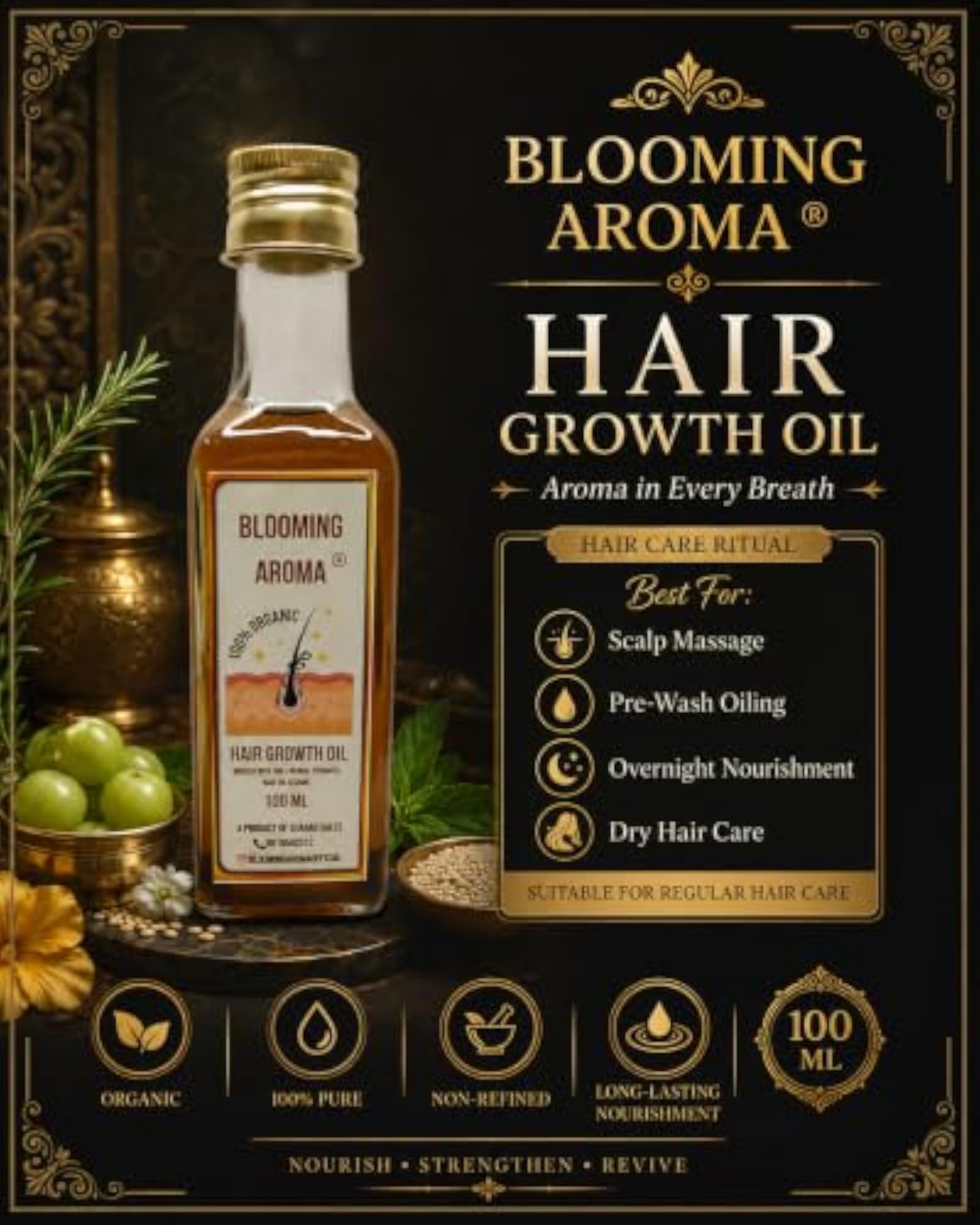 Herbal Hair Growth Oil with 100+ Extracts, 100ml