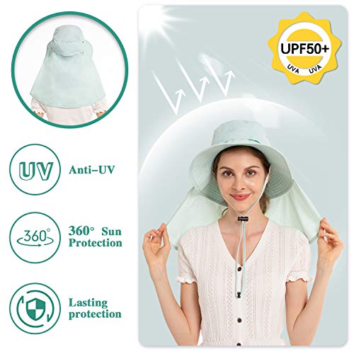Image of Palmyth Head Net Hat, Sun Hat Safari Hat | UPF 50+, Removable Neck Flap, Water-Repellent, Wide Brim, Adjustable Chin Strap for Fishing and Gardening