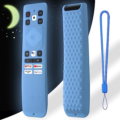 Image of Oboe Silicone TV Remote Cover Compatible with Acer AR2851 I /H /W /XL Series Remote - Protective Case with Loop (Glow in Dark Blue) [Remote NOT Included]