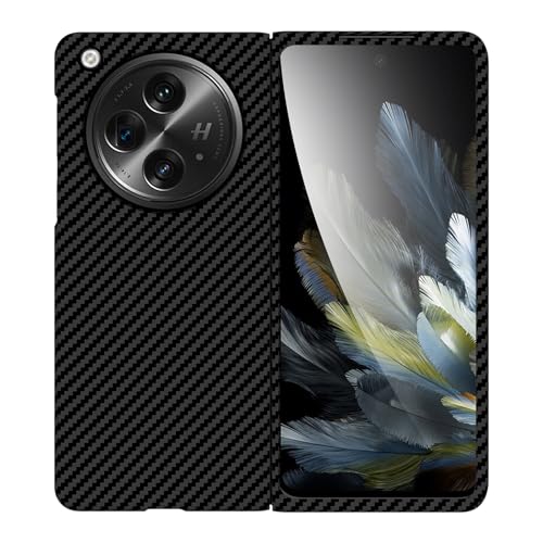 Funda COQUE OnePlus Open Shell, Funda de teléfono Plegable de Fibra de Carbono para OnePlus Open-Negro